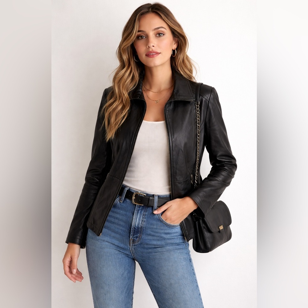 Wilsons Leather Pelle Studio Genuine Black Leather Jacket â Sz XL